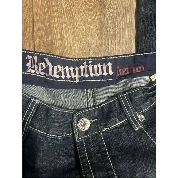 Redemption Denim Men’s Size 36x30 Jeans Blue Dark Wash Embroidered Straight NWT - Picture 6 of 13